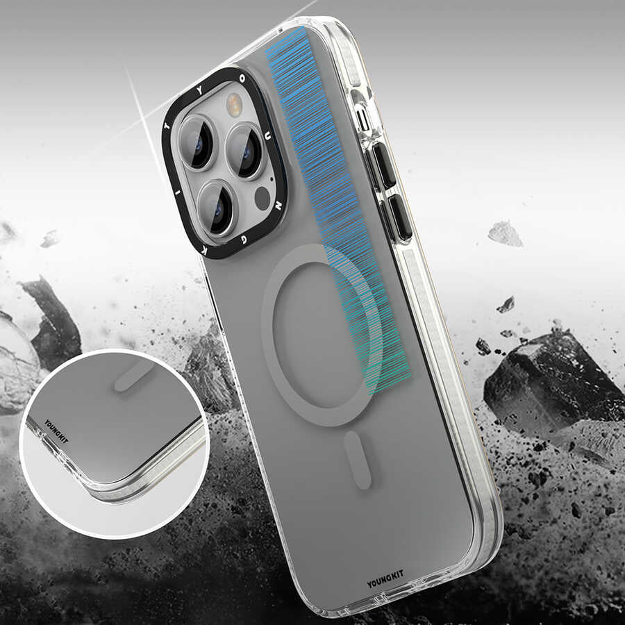 Apple iPhone 14 Pro Kılıf M-safe Şarj Özellikli Youngkit Pure Serisi Kapak Yeşil