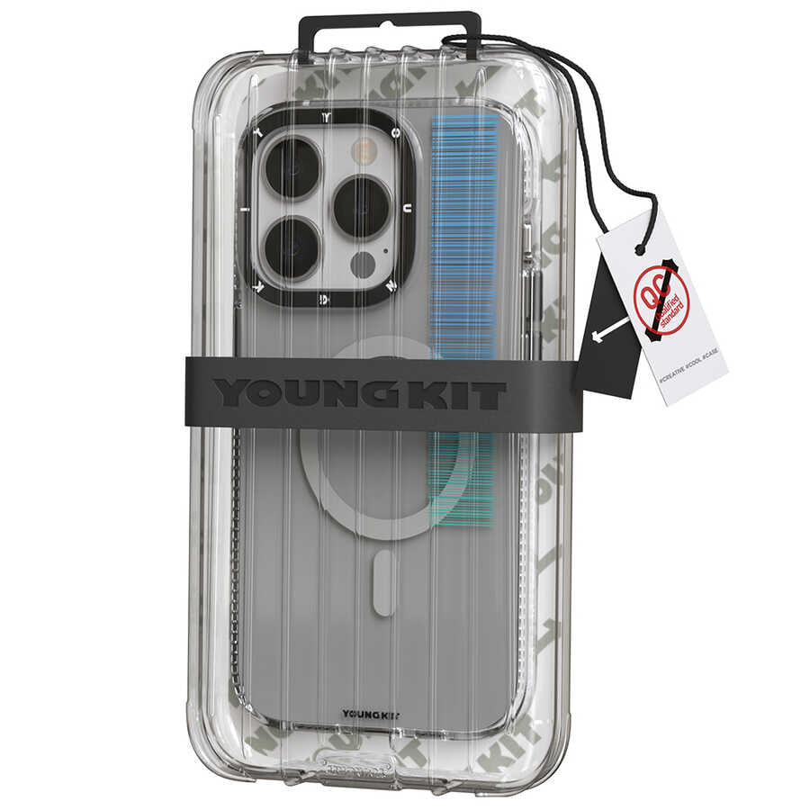 Apple iPhone 14 Pro Kılıf M-safe Şarj Özellikli Youngkit Pure Serisi Kapak Gri