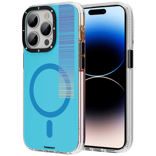 Apple iPhone 14 Pro Kılıf M-safe Şarj Özellikli Youngkit Pure Serisi Kapak Mavi
