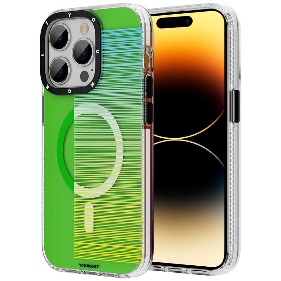 Apple iPhone 14 Pro Kılıf M-safe Şarj Özellikli Youngkit Pure Serisi Kapak Yeşil