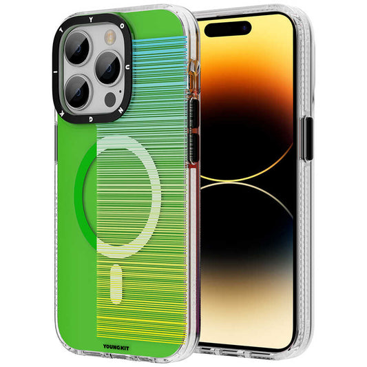 Apple iPhone 14 Pro Kılıf M-safe Şarj Özellikli Youngkit Pure Serisi Kapak Yeşil