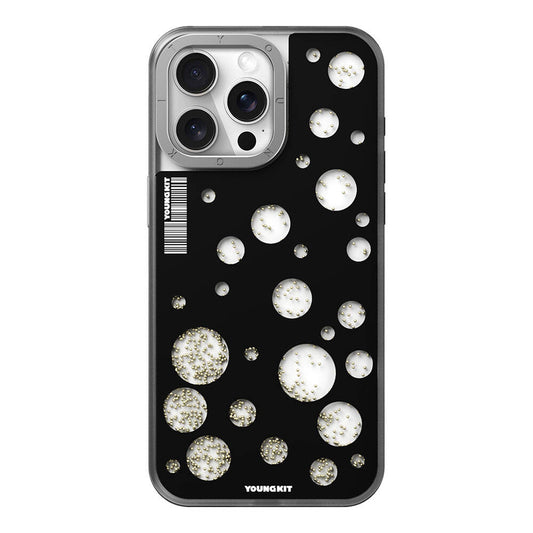 Apple iPhone 14 Pro Kılıf M-safe Şarj Özellikli Youngkit Quicksand Beads Serisi Kapak Siyah