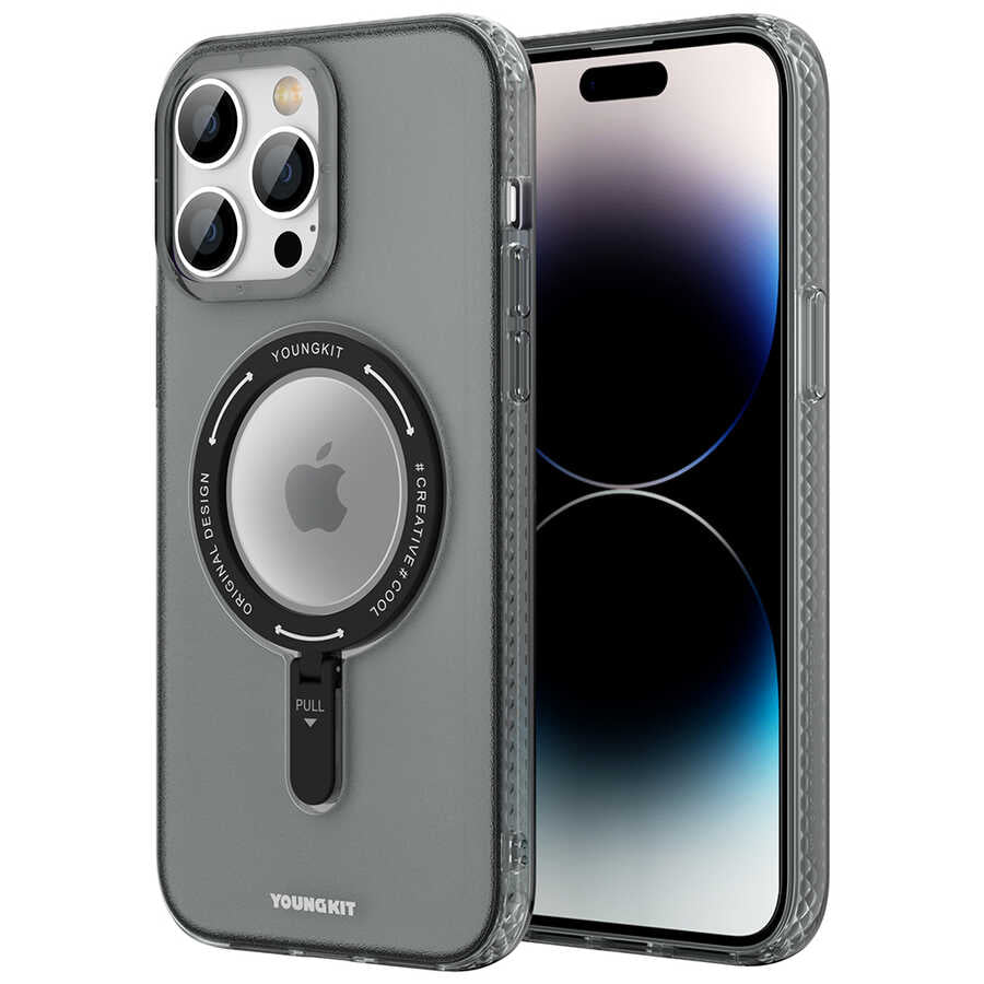 Apple iPhone 14 Pro Kılıf M-safe Şarj Özellikli Youngkit Rock Serisi Kapak Mavi