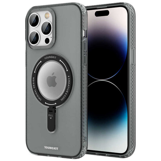 Apple iPhone 14 Pro Kılıf M-safe Şarj Özellikli Youngkit Rock Serisi Kapak Beyaz