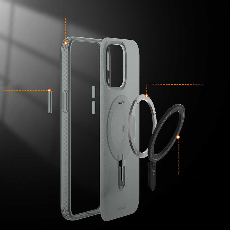 Apple iPhone 14 Pro Kılıf M-safe Şarj Özellikli Youngkit Rock Serisi Kapak Beyaz