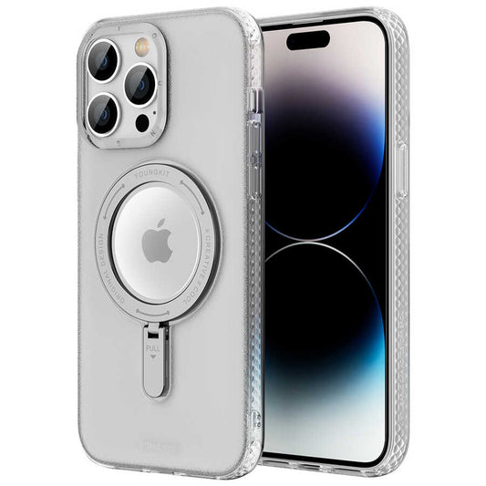 Apple iPhone 14 Pro Kılıf M-safe Şarj Özellikli Youngkit Rock Serisi Kapak Beyaz