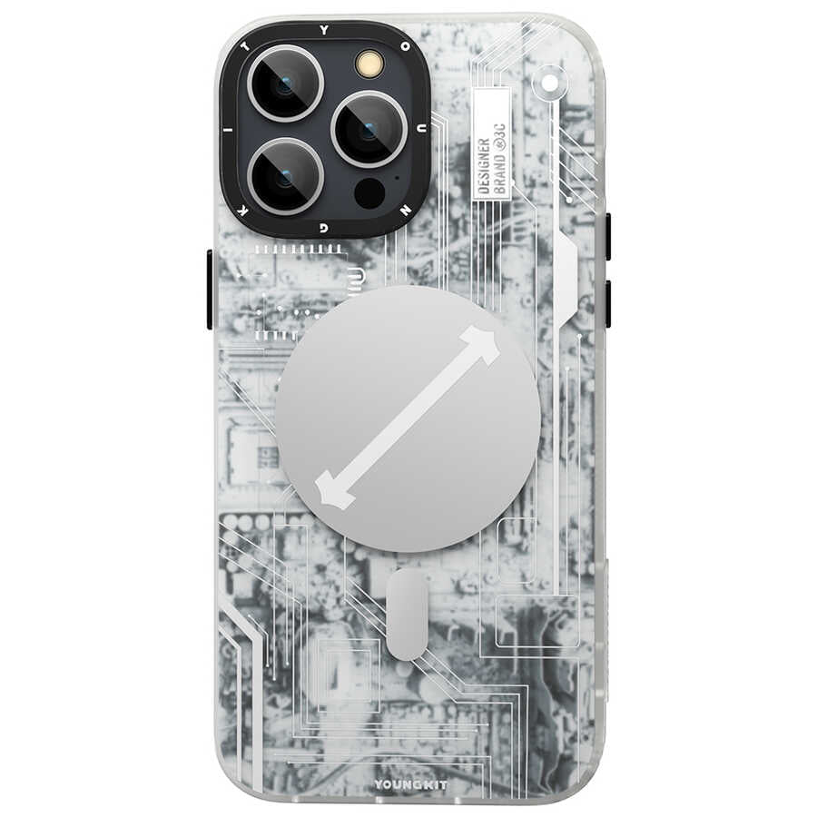 Apple iPhone 14 Pro Kılıf M-safe Şarj Özellikli YoungKit Technology Serisi Kapak Siyah