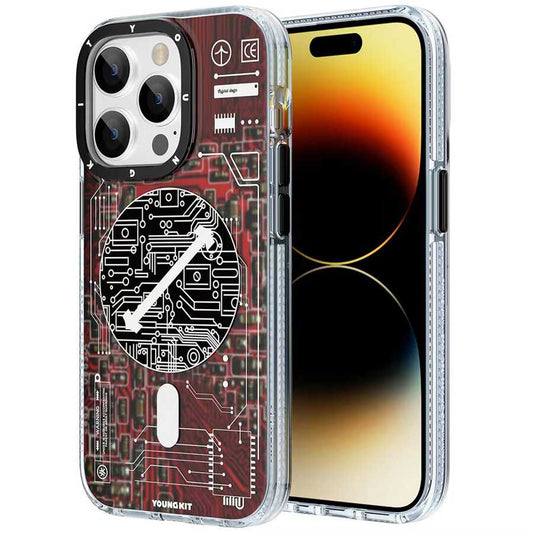 Apple iPhone 14 Pro Kılıf M-safe Şarj Özellikli YoungKit Technology Serisi Kapak Kırmızı