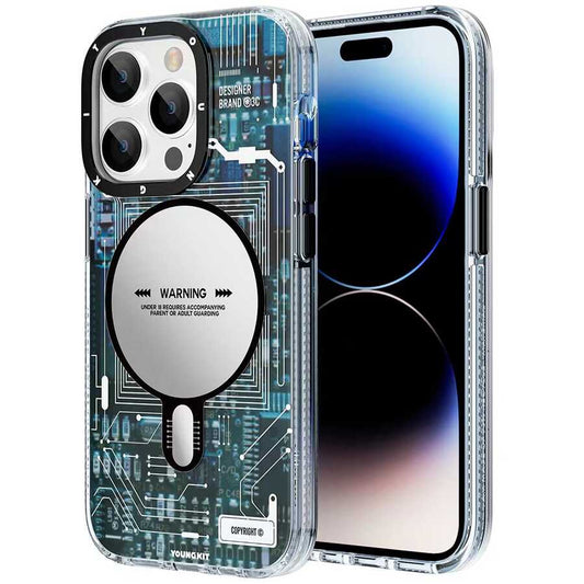 Apple iPhone 14 Pro Kılıf M-safe Şarj Özellikli YoungKit Technology Serisi Kapak Mor