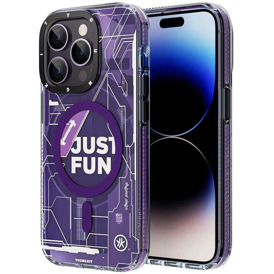Apple iPhone 14 Pro Kılıf M-safe Şarj Özellikli YoungKit Technology Serisi Kapak Mor