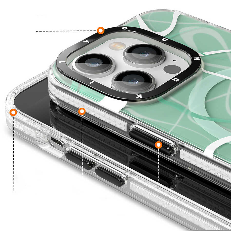 Apple iPhone 14 Pro Kılıf M-safe Şarj Özellikli Youngkit Water-Ink Serisi Kapak Kırmızı