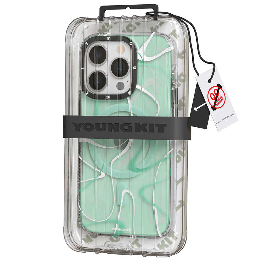 Apple iPhone 14 Pro Kılıf M-safe Şarj Özellikli Youngkit Water-Ink Serisi Kapak Siyah