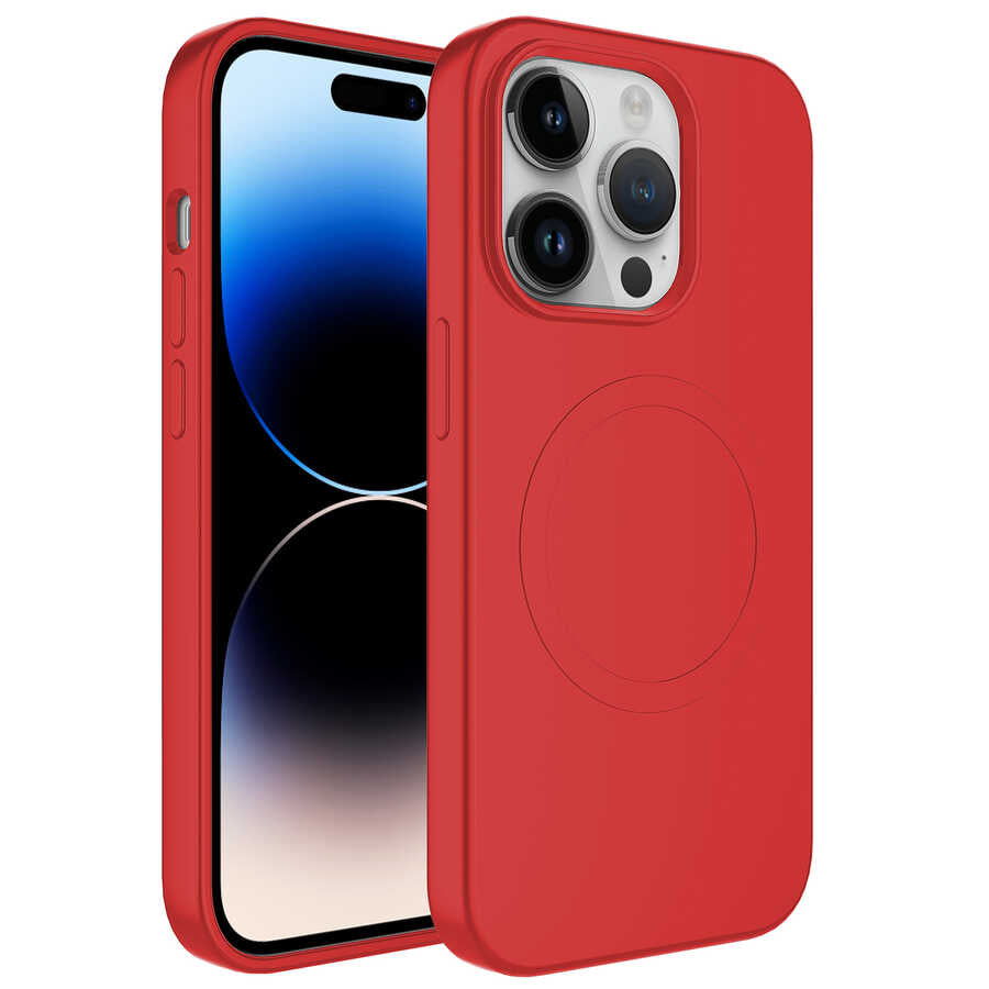 Apple iPhone 14 Pro Kılıf M-safe Wireless Şarj Özellikli Pastel Renk Silikon Zore Plas Kapak