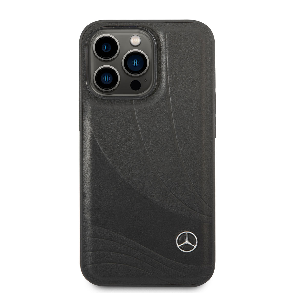 Apple iPhone 14 Pro Kılıf Mercedes Benz Hakiki Deri Yeni Dalga III Dizayn Kapak Siyah