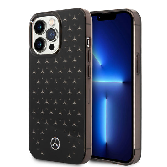 Apple iPhone 14 Pro Kılıf Mercedes Benz Transparan Yıldızlı Dizayn Kapak Siyah