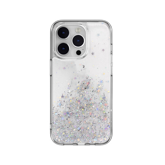 Apple iPhone 14 Pro Kılıf Parlayan Simli Şeffaf Lisanslı Switcheasy Starfield Kapak Mavi