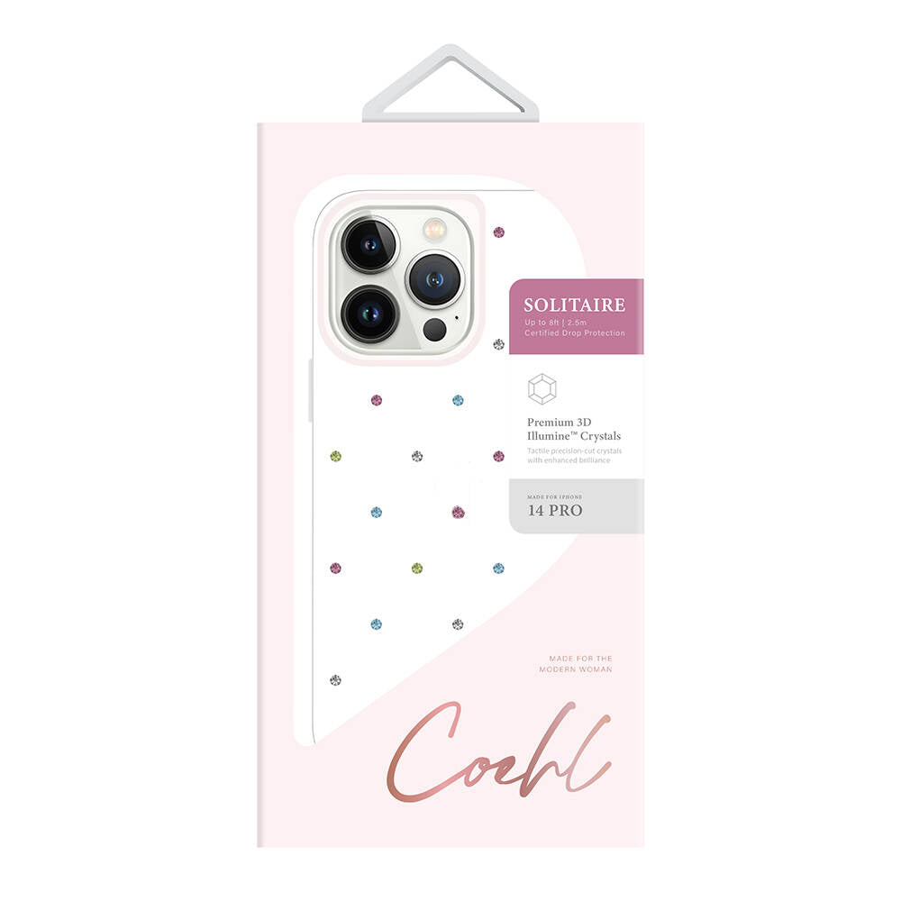 Apple iPhone 14 Pro Kılıf Tektaş Desenli Coehl Solitaire Kapak Renksiz