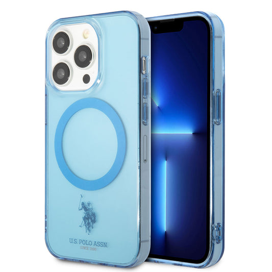 Apple iPhone 14 Pro Kılıf U.S. POLO ASSN. M-safe Şarj Özellikli Transparan Tasarım Kapak Pembe