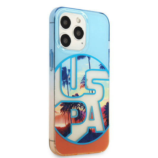 Apple iPhone 14 Pro Kılıf U.S. POLO ASSN. Renkli Yaprak Baskılı Dizayn Kapak Turuncu
