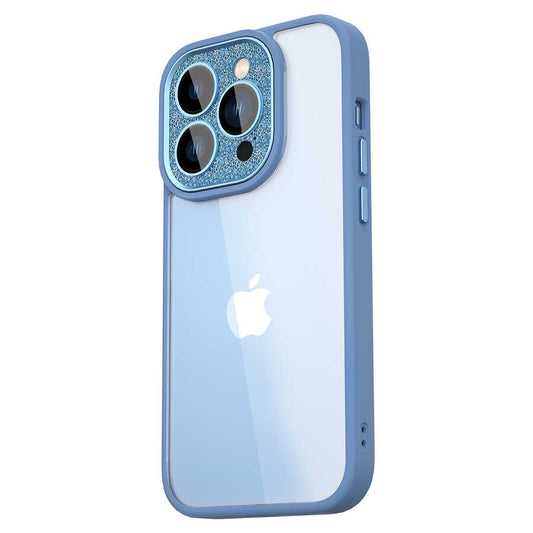 Apple iPhone 14 Pro Kılıf Wiwu GCC-105 Lens Korumalı Renkli Kenar Arkası Şeffaf Multicolor Kapak Mavi