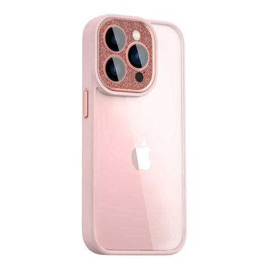 Apple iPhone 14 Pro Kılıf Wiwu GCC-105 Lens Korumalı Renkli Kenar Arkası Şeffaf Multicolor Kapak Pembe