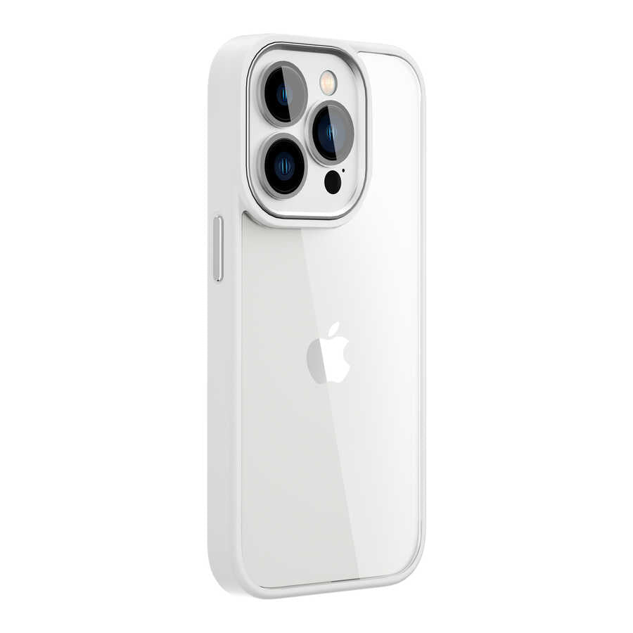 Apple iPhone 14 Pro Kılıf Wiwu VCC-104 Lens Korumalı Renkli Kenar Arkası Şeffaf Vivid Clear Kapak Pembe