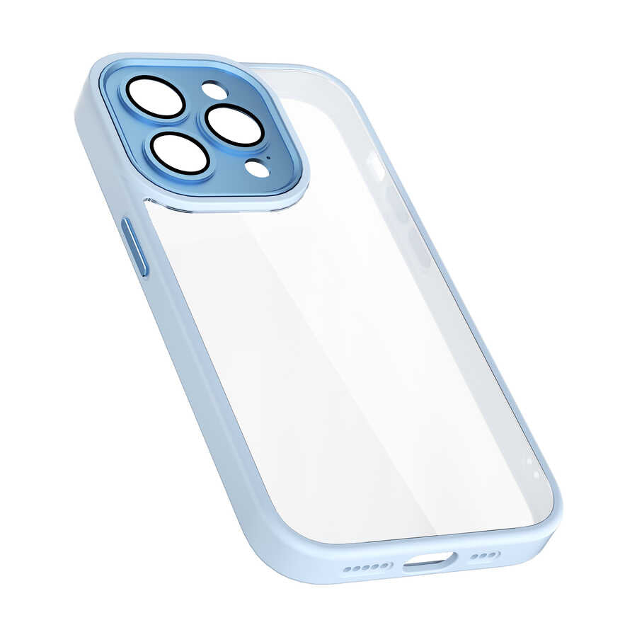 Apple iPhone 14 Pro Kılıf Wiwu VCC-104 Lens Korumalı Renkli Kenar Arkası Şeffaf Vivid Clear Kapak Pembe