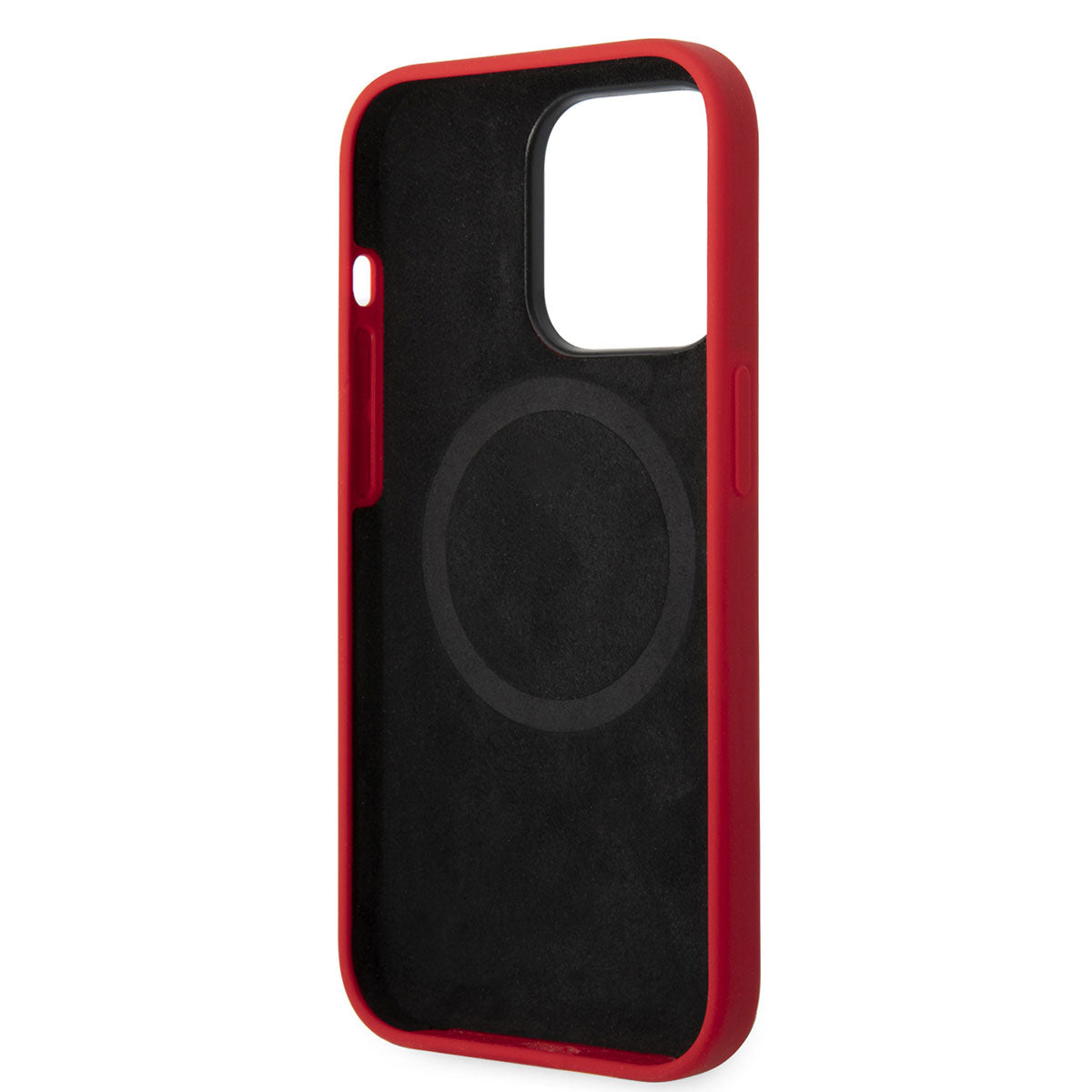Apple iPhone 14 Pro Max Kılıf Ferrari M-safe Şarj Özellikli Silikon Metal Logo Dizayn Kapak Siyah