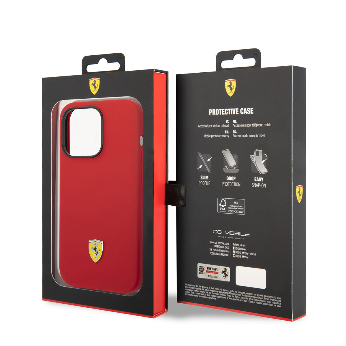 Apple iPhone 14 Pro Max Kılıf Ferrari M-safe Şarj Özellikli Silikon Metal Logo Dizayn Kapak Siyah