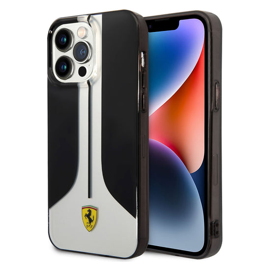 Apple iPhone 14 Pro Max Kılıf Ferrari Orjinal Lisanslı 296 Çizgili Dizayn Kapak Siyah