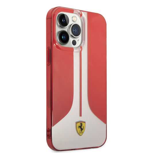 Apple iPhone 14 Pro Max Kılıf Ferrari Orjinal Lisanslı 296 Çizgili Dizayn Kapak Kırmızı