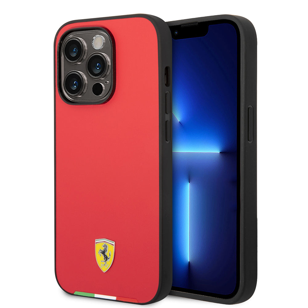 Apple iPhone 14 Pro Max Kılıf Ferrari Orjinal Lisanslı PU Deri İtalyan Bayrak Dizayn Kapak
