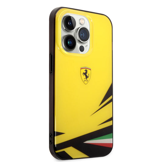 Apple iPhone 14 Pro Max Kılıf Ferrari Sarı İtalyan Bayrak Baskılı Dizayn Kapak Sarı