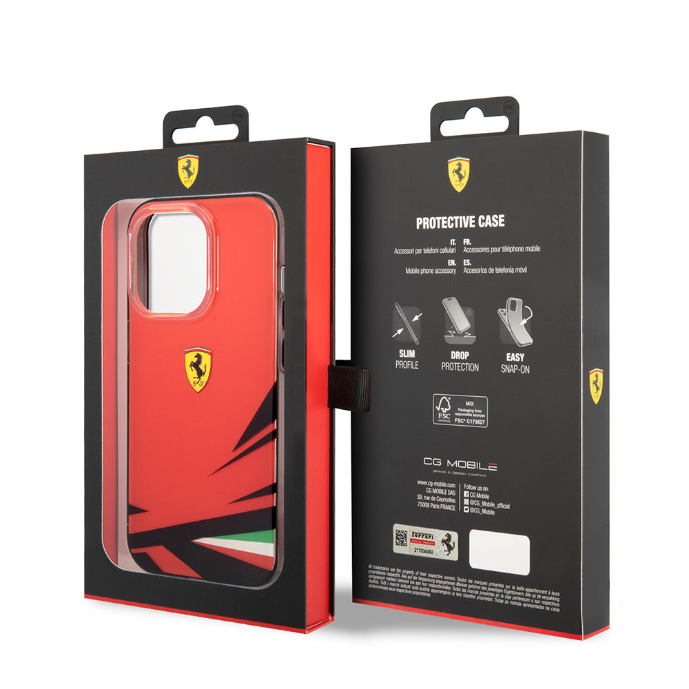 Apple iPhone 14 Pro Max Kılıf Ferrari Sarı İtalyan Bayrak Baskılı Dizayn Kapak Kırmızı