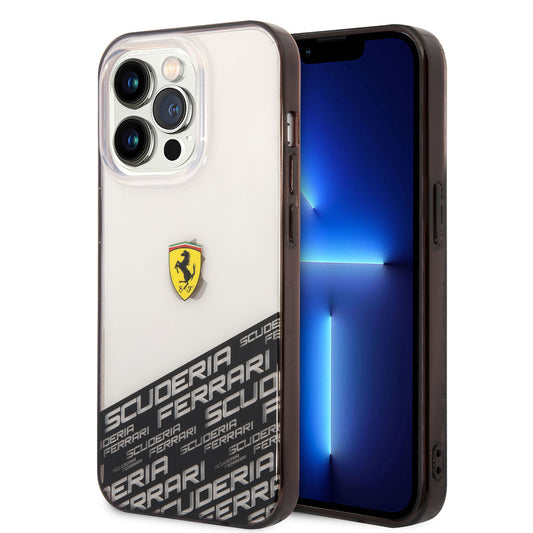 Apple iPhone 14 Pro Max Kılıf Ferrari Transparan Alt Kısım Baskılı Dizayn Kapak Gümüş