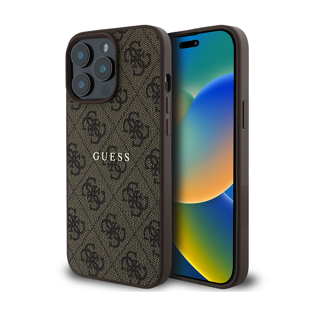 Apple iPhone 14 Pro Max Kılıf Guess Orjinal Lisanslı M-safe Şarj Özellikli 4G Desen Yazı Logolu Kapak Pembe