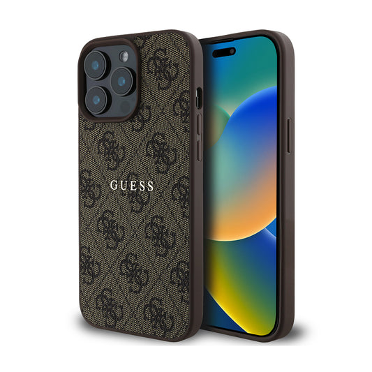 Apple iPhone 14 Pro Max Kılıf Guess Orjinal Lisanslı M-safe Şarj Özellikli 4G Desen Yazı Logolu Kapak Pembe