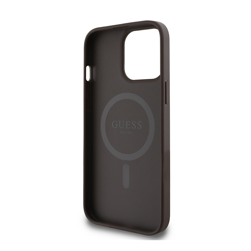 Apple iPhone 14 Pro Max Kılıf Guess Orjinal Lisanslı M-safe Şarj Özellikli 4G Desen Yazı Logolu Kapak Pembe