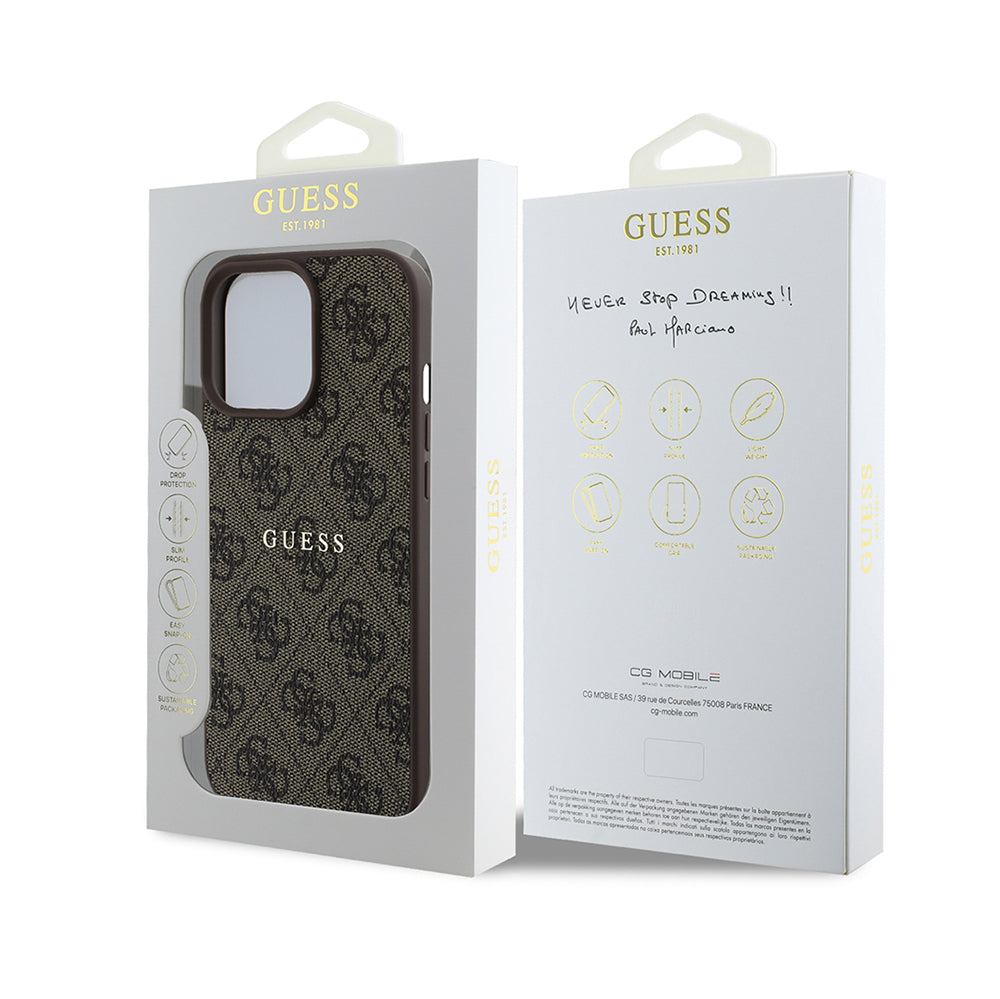 Apple iPhone 14 Pro Max Kılıf Guess Orjinal Lisanslı M-safe Şarj Özellikli 4G Desen Yazı Logolu Kapak Pembe