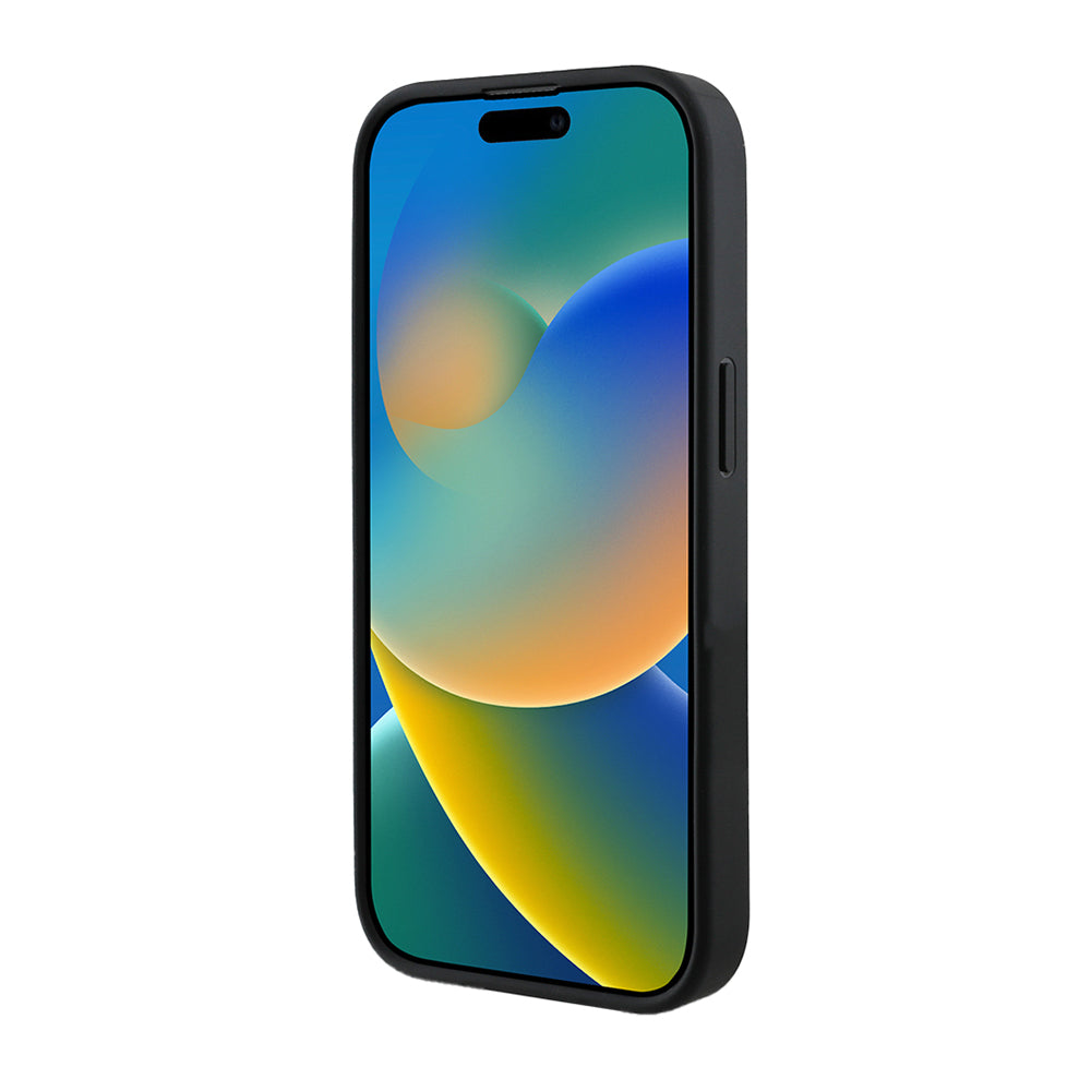 Apple iPhone 14 Pro Max Kılıf Guess Orjinal Lisanslı M-safe Şarj Özellikli 4G Desen Yazı Logolu Kapak Siyah