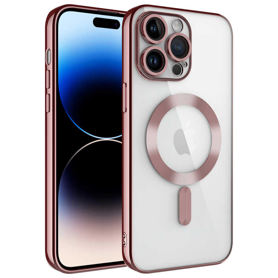 Apple iPhone 14 Pro Max Kılıf Kamera Korumalı M-safe Wireless Şarj Özellikli Zore Demre Kapak