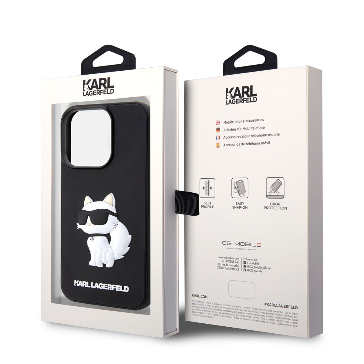 Apple iPhone 14 Pro Max Kılıf Karl Lagerfeld 3D Rubber Choupette Dizayn Kapak Siyah