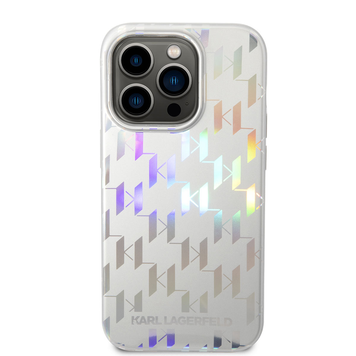Apple iPhone 14 Pro Max Kılıf Karl Lagerfeld Hologram Dizayn Kapak Gümüş