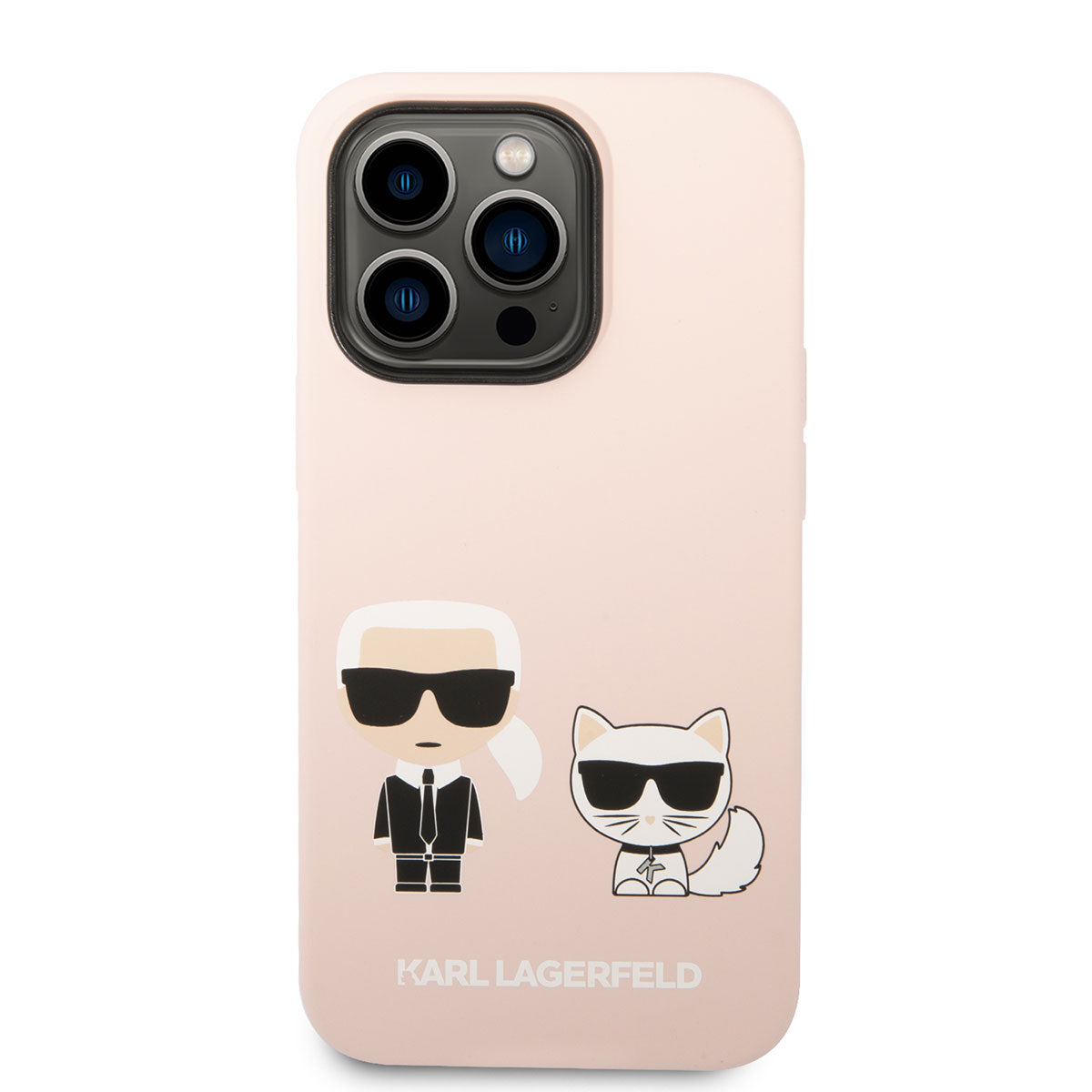 Apple iPhone 14 Pro Max Kılıf Karl Lagerfeld M-safe Şarj Özellikli Silikon K&C Dizayn Kapak Pembe Açık