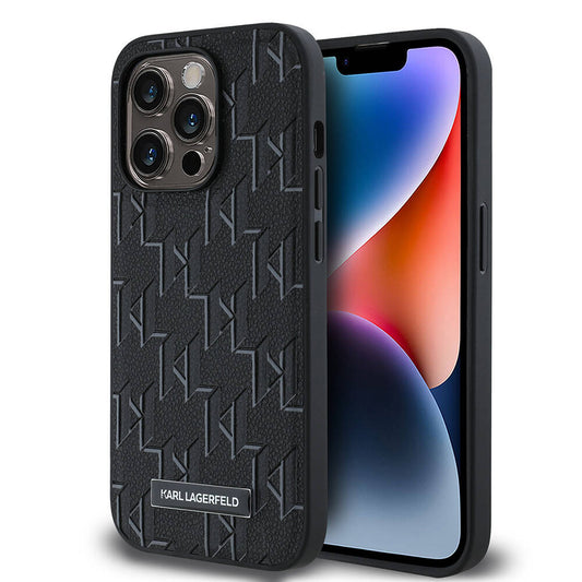 Apple iPhone 14 Pro Max Kılıf Karl Lagerfeld Orjinal Lisanslı M-safe Şarj Özellikli KL Yazılı Hot Stamp Kapak Siyah