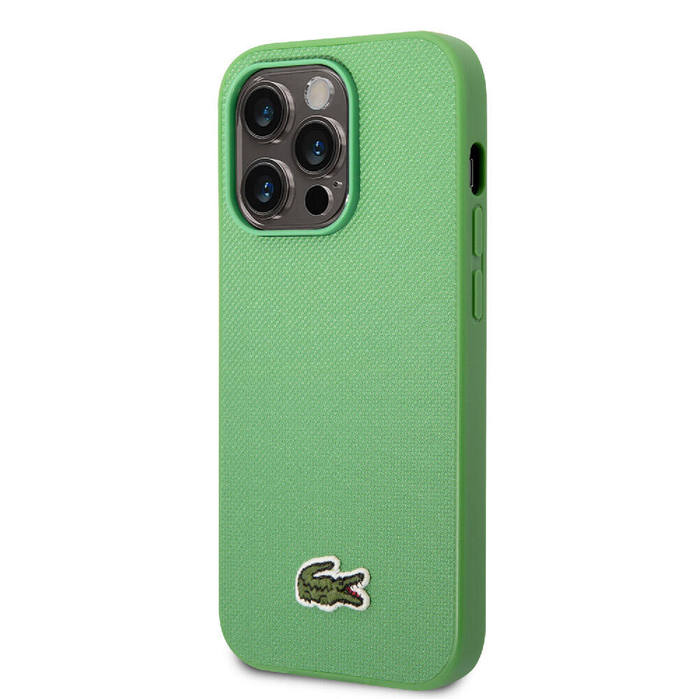 Apple iPhone 14 Pro Max Kılıf Lacoste Orjinal Lisanslı PU Pike Desenli Arka Yüzey İkonik Timsah Dokuma Logolu Kapak Kırmızı