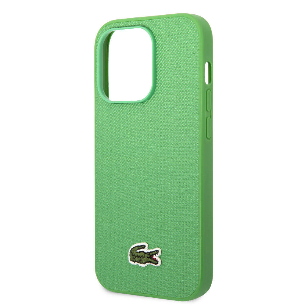 Apple iPhone 14 Pro Max Kılıf Lacoste Orjinal Lisanslı PU Pike Desenli Arka Yüzey İkonik Timsah Dokuma Logolu Kapak Yeşil