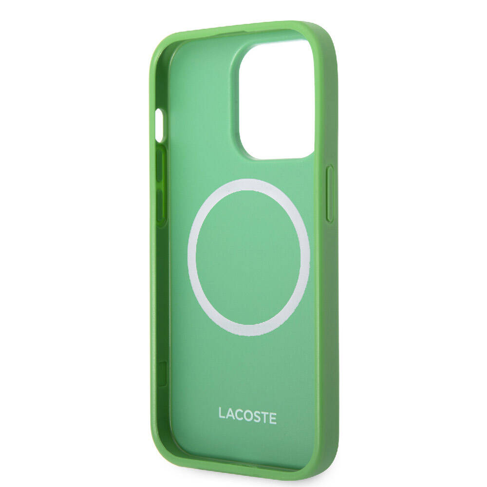 Apple iPhone 14 Pro Max Kılıf Lacoste Orjinal Lisanslı PU Pike Desenli Arka Yüzey İkonik Timsah Dokuma Logolu Kapak Kırmızı