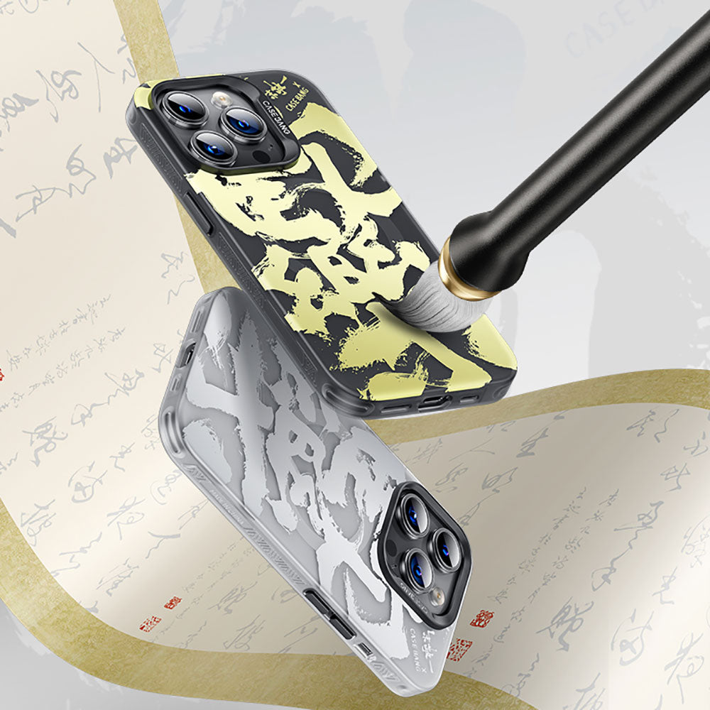 Apple iPhone 14 Pro Max Kılıf M-safe Şarj Özellikli Benks Casebang Calligraphy Joy Kapak Beyaz