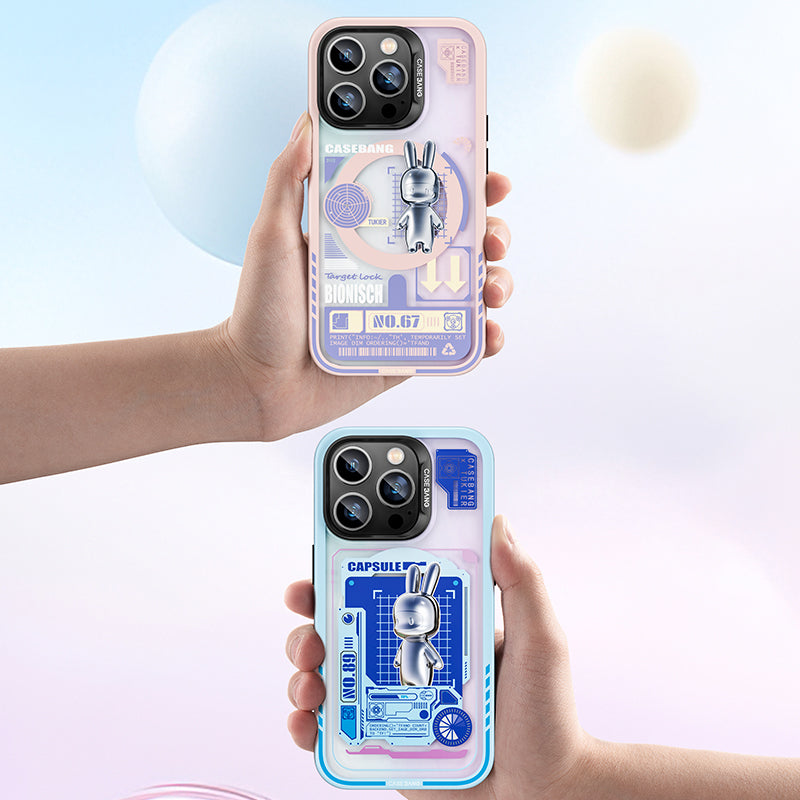 Apple iPhone 14 Pro Max Kılıf M-safe Şarj Özellikli Benks Casebang Rabbit Kapak Mavi